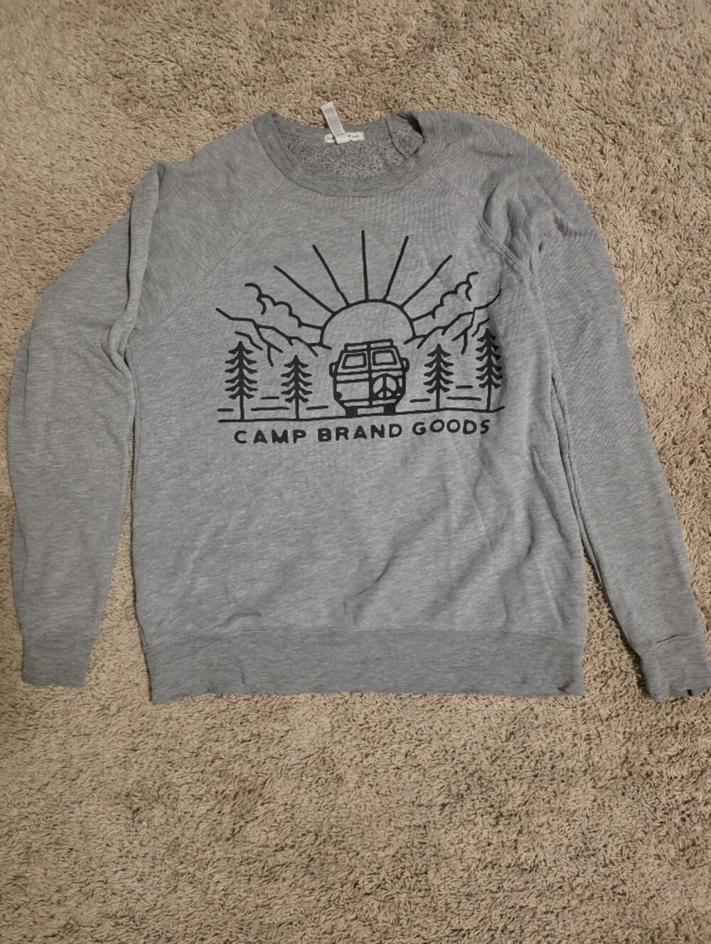 Camp Brand Goods Gray Crewneck Sweatshirt with Outdoor Van Graphic